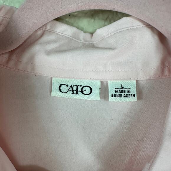 Cato Light Pink Button Front Blouse Size L Stitch Detail 3/4 SleeveCan - Picture 6 of 8